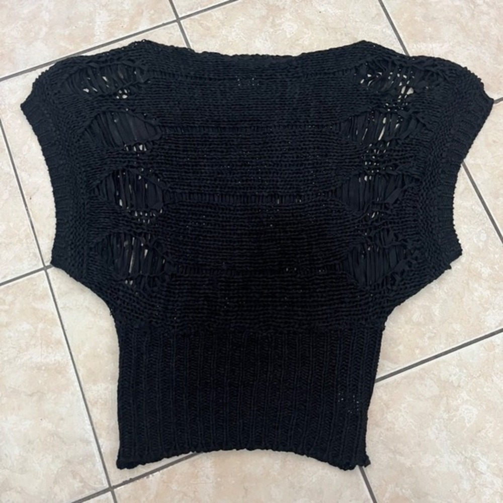 Puff & Bear Women Sheer Open Knit Sweater S Goth Boho Whimsigoth Festival Grunge